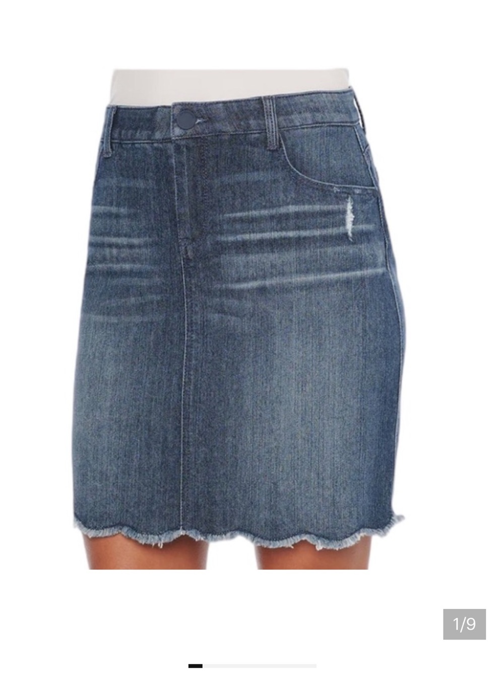 Nordstrom Wit & Wisdom frayed hem stretch denim mini skirt Sz 6